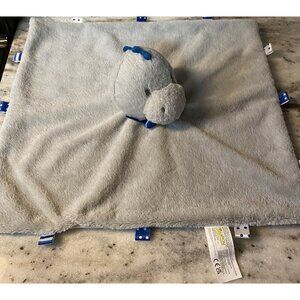 Kellytoy Baby Dinosaur Security Blanket Stuffed Plush Lovey Rattle Gray/Blue